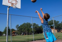 Boy playing basketball