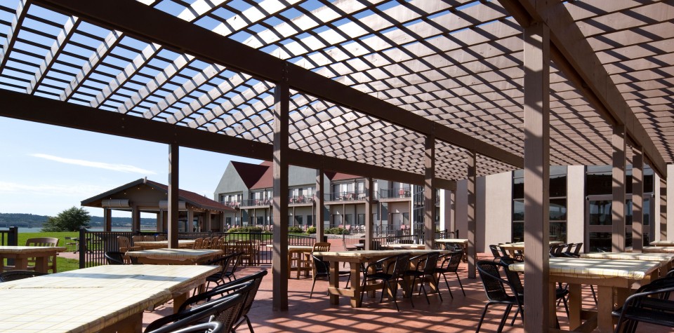 Tiki Bar with Tables and Chairs